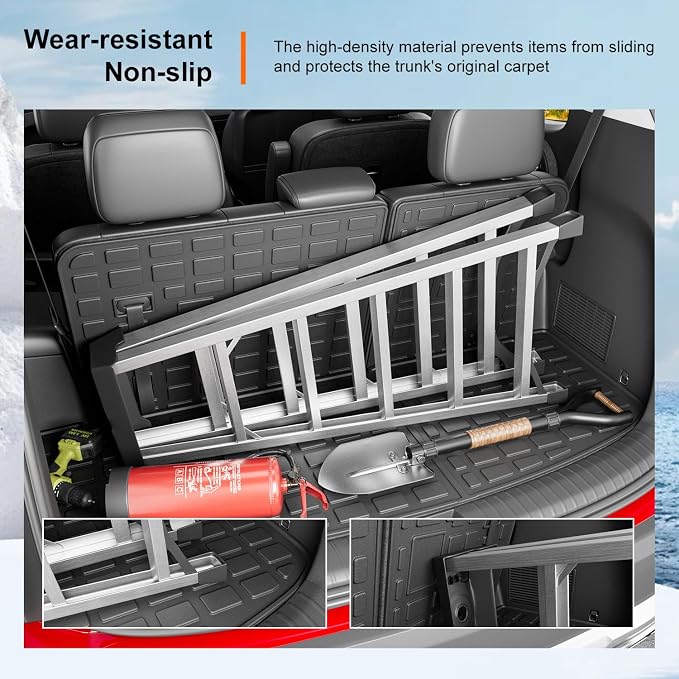 powoq Cargo Mat with Backrest Mat Compatible with 2020-2025 Kia Telluride | Trunk Mat with Backrest Mats TPE All Weather Protection , Durable Replacement for 2020-2025 Kia Telluride Accessories - Image 4