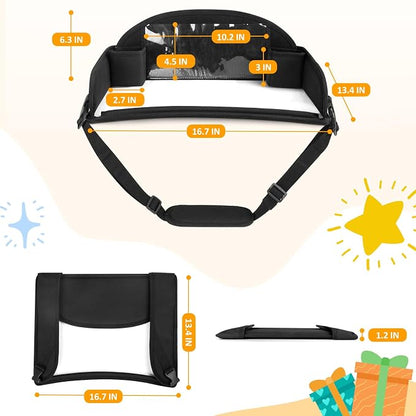 Kids Lap Desk Tray for Road Trip Activities, Portable, 2PCS Black | With 16.7" x 13.4" Smooth Dry Erase Board, Cup holders, Ddjustable Strap & Shoulder Carry Strap - Image 7