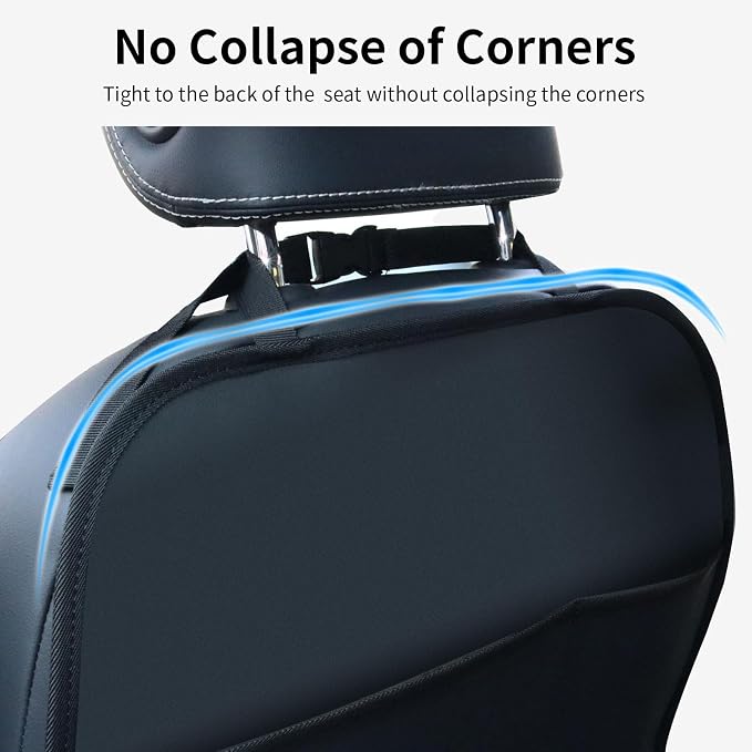 Kick Mat Back Seat Protector Waterproof Leather Car Seat Back Organizers Cover with 3 Storage Pockets for Kids Pets SUV Sedan Minivan Truck Car Travel Accessories (Black 2-Pack) - Image 5