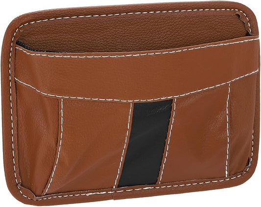 HARFINGTON Car Seat Side Pocket Organizer PU Leather Auto Door Console Storage Bag Car Seat Gap Filler Multifunctional Car Pocket Pouch for Keys Coins Phone Sunglasses, Brown by HARFINGTON