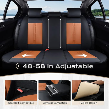 Coverado Car Seat Covers Full Set, Front Seat Covers with Lumbar Support and Back Seat Cover Waterproof Leather Automotive Seat Cover, Universal Car Interior Protectors Cushion for Most Cars - Image 6