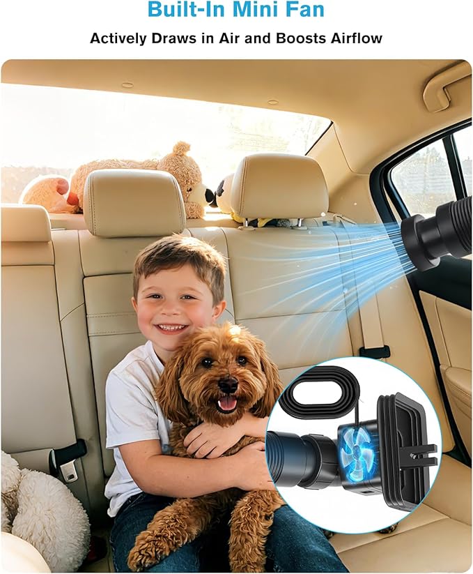 Car Ac Vent Extender for Back Seat, Portable Car Air Conditioner | Ac Hose with Built-In USB Fan | Delivers Cool & Warm Air to Rear Passengers | Flexible Ac Tube | Universal Fit for Most Cars - Image 3
