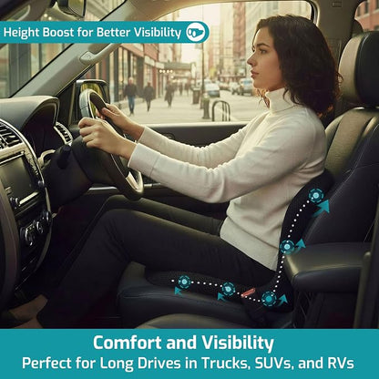 Trucker Seat Cushion, Thick Car Seat Cushions with Lumbar Support Pillow, Ergonomic L-Shaped Orthopedic Memory Foam for Long Driving Lower Back Pain Sciatica Relief, Gift for Drivers (Black) - Image 5