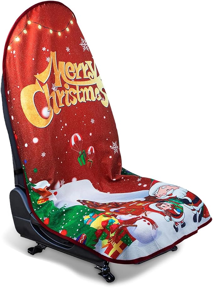 Waterproof Sweating Car Seat Cover for Post Gym Workout, Running, Swimming, Beach and Hiking, Universal Fit Non-Slip Bucket Seat Protector for Cars SUV Trucks, Machine Washable (1pcs-Xmas) by DECKALY