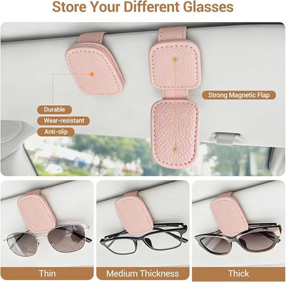 Sunglass Holder for Car Visor Clip, Teen Girl Car Essentials, Cute Pink Car Accessories for Women, Car Visor Magnetic Sunglasses Holder Clip (1, Pink) - Image 3
