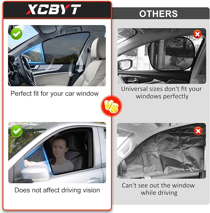 XCBYT 2018-2022 Honda Accord Window Shades, 4-Pack Privacy Cooling Mesh | Breathable & blocks heat for camping & baby sleeping.Front shades are partial for rearview mirror. Wait 24h for clips to set - Image 5