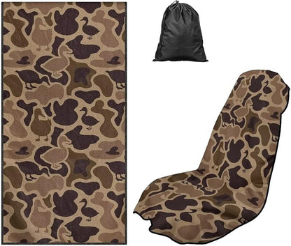 SEANATIVE Duck Camo Print Seat Cover Universal Car Sport Towel Seat Cushion Sweat-Absorbent Towel Cloth Suitable for All Seasons Beach Seat Cover Washable - Image 5