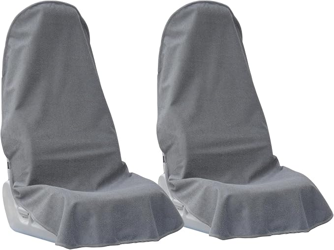 Car Seat Covers Universal Car Protective Front Seat Covers Washable Non-Slip Seat Protectors for Gym Workouts,Waterproof and Sweatproof Towel Seat Covers for Cars,Trucks, Jeeps (2 Pack Grey) by Unknown