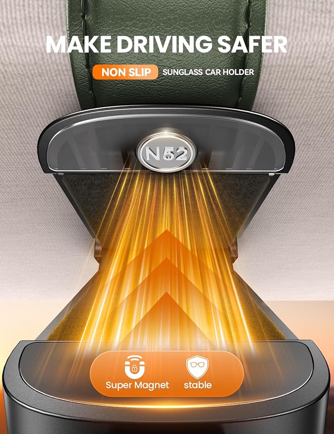 JOYROOM Sunglasses Holder for Car Visor, Magnetic Sunglass Organizer Clip Universal for Car SUV Truck Pickup, Jeep Wrangler Accessories - Image 4