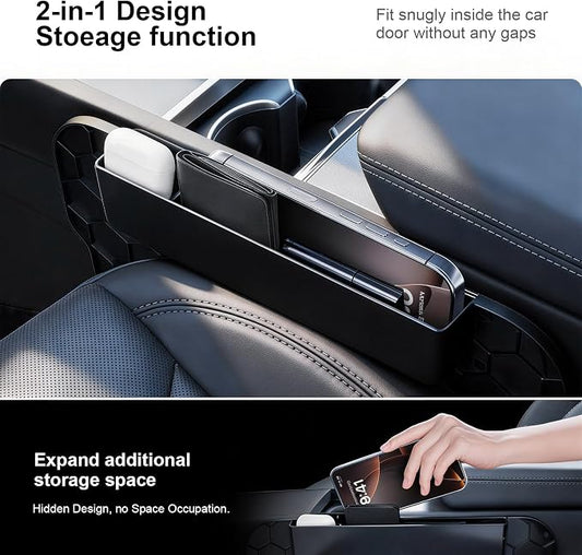 2-in-1 Car Steering Wheel Desk Tray & Car Seat Gap Filler Organizer – Silicone Look Table for Laptop, Eating Food, Writing – Work Road Trip Essentials Accessories（red） - Image 2