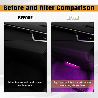 wuyaoyao Car LED Strip Light, Ambient Lighting Kit w/USB Port, Pink Purple | 12V 24 LED Lights for Decor, RGB Neon Atmosphere Lamps, Under Dash Ambient Night Light, Universal Car Accessories - Image 4