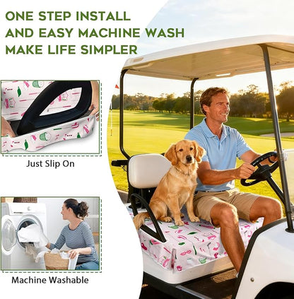 Golf Cart Seat Covers Club Car Golf Cart Accessories for Men Women Golf Carts Seat Towel Blanket 2-Seat Golf Cart Decorations - Image 3