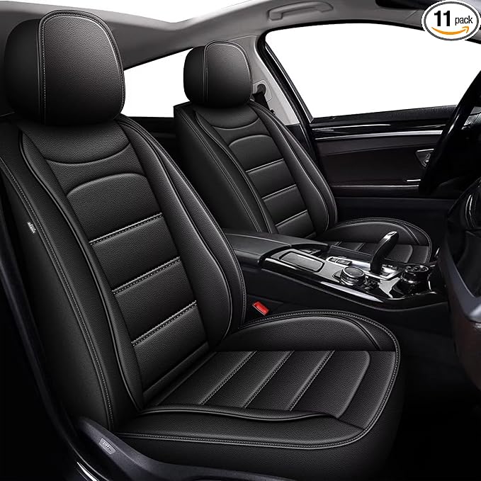 IKABEVEM Car Seat Covers Fit for Nissan Rogue 2008-2025 2026: Full Set Luxury Leather Automotive Seat Covers, Car Seat Protector(5 Seats, Black) by IKABEVEM