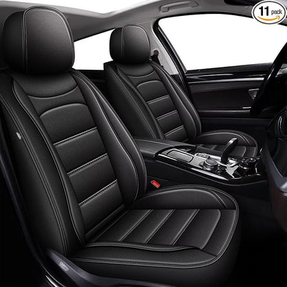IKABEVEM Car Seat Covers Fit for Nissan Rogue 2008-2025 2026: Full Set Luxury Leather Automotive Seat Covers, Car Seat Protector(5 Seats, Black) by IKABEVEM