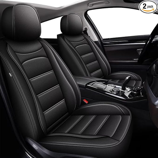 IKABEVEM Car Seat Covers Fit for ES 350/300h 2007-2025 2026: Luxury Leather Automotive Front Seat Covers, Car Seat Protector(2PCS Front, Black) by IKABEVEM