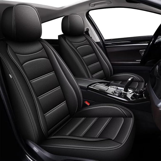 IKABEVEM Car Seat Covers Fit for Nissan Kicks 2018-2025 2026: Luxury Leather Automotive Front Seat Covers, Car Seat Protector(2PCS Front, Black) by IKABEVEM