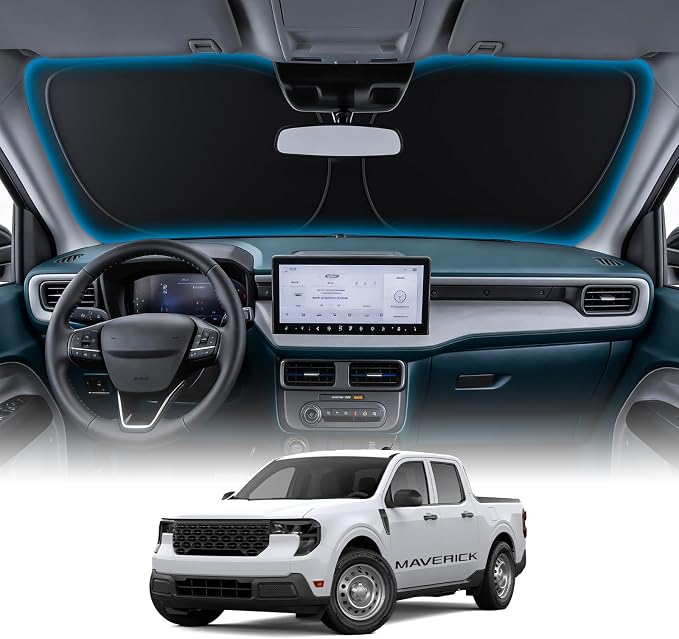 Wigoo for Ford Maverick Windshield Sunshade, Custom Fit, Keeps Car Cool | Custom Fit, Cooling Tech Fabric, Foldable Heat-Blocking Sunshade with Storage Bag, for Ford Maverick 2022 -2026 Accessories by wigoo