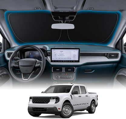 Wigoo for Ford Maverick Windshield Sunshade, Custom Fit, Keeps Car Cool | Custom Fit, Cooling Tech Fabric, Foldable Heat-Blocking Sunshade with Storage Bag, for Ford Maverick 2022 -2026 Accessories by wigoo