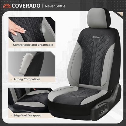 Coverado Car Seat Covers 5 Seats, Seat Covers Full Set, Mesh Breathable Seat Protectors, 5-Piece Spill-Proof White Automotive Seat Covers, Universal Fit for SUV, Sedan, Truck - Image 8