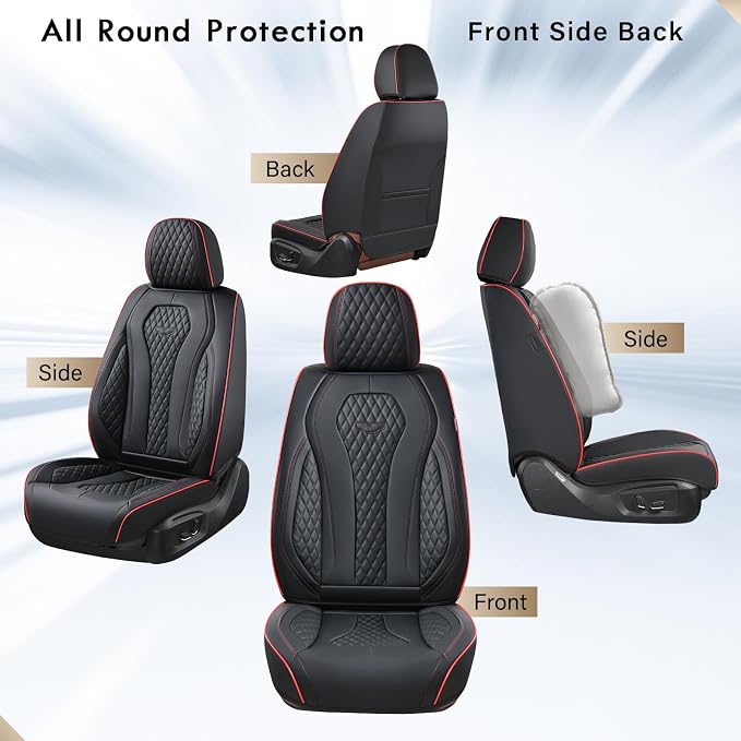 Coverado Automotive Seat Covers, Leather Seat Covers Front Seat, Black Car Seat Covers, Luxury Car Seat Covers, Seat Cushion, Front Driver Seat Covers, Car Seat Protector Universal Fit Most Cars - Image 3