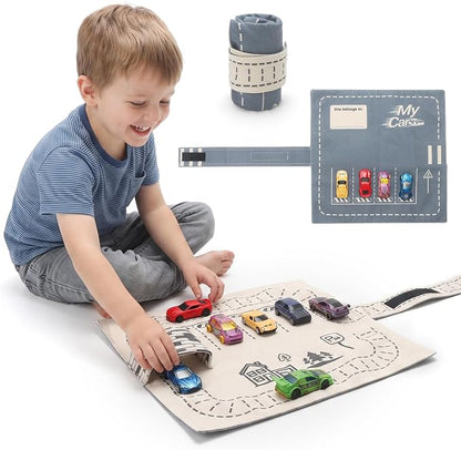 Portable Toy Car Storage Roll and Playmat - Travel Car Carrier Organizer Case by Rzylka