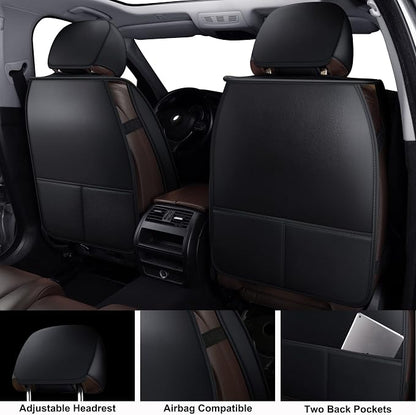 Seat Covers Full Set, Leather Car Seat Cover Fit for Sedan SUV Truck | Black Automotive Seat Covers,Waterproof, Front & Rear,Universal Car Seat Protector for For Families, Pets,Commuters - Image 3