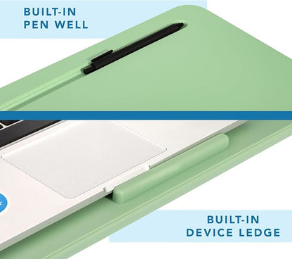 LAPGEAR The Original Lap Desk – Sage Green, Fits 17" Laptops | Microbead Cushion, Device Ledge, Built-In Pencil Tray, Carry Handle - Image 4
