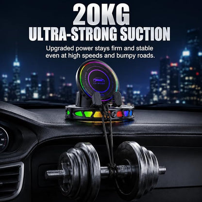 15W MagSafe Car Mount Charger with 7-Color RGB Light, Car Phone Holder for Your Car, Horizontal Mode Wireless Charging, 360° Rotating Strong Suction Mount for iPhone 17 Pro Max 16 15 14 13 12 - Image 5