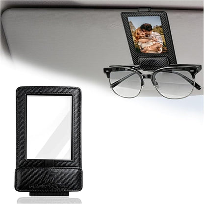 Magnetic 2-in-1 Sunglass & Photo Holder for Car Visor, Leather Anti-Slip No-Fall No-Slide, Fits SUV Truck RV by Unknown