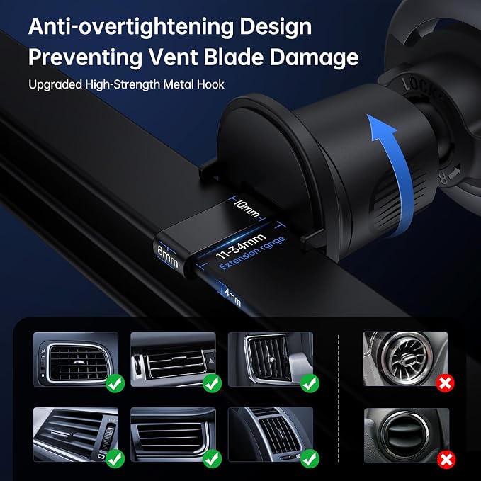 SYNCWIRE Mobile Phone Holder Car for MagSafe Car Holder Universal Magnetic Mobile Phone Holder Car Ventilation Car Mobile Phone Holder for iPhone 17 16 15 14 13 12 Pro Max Magsafe Case Smartphone | 360° Rotation, Super Strong Magnets, Car Vent Phone Mo... - Image 8