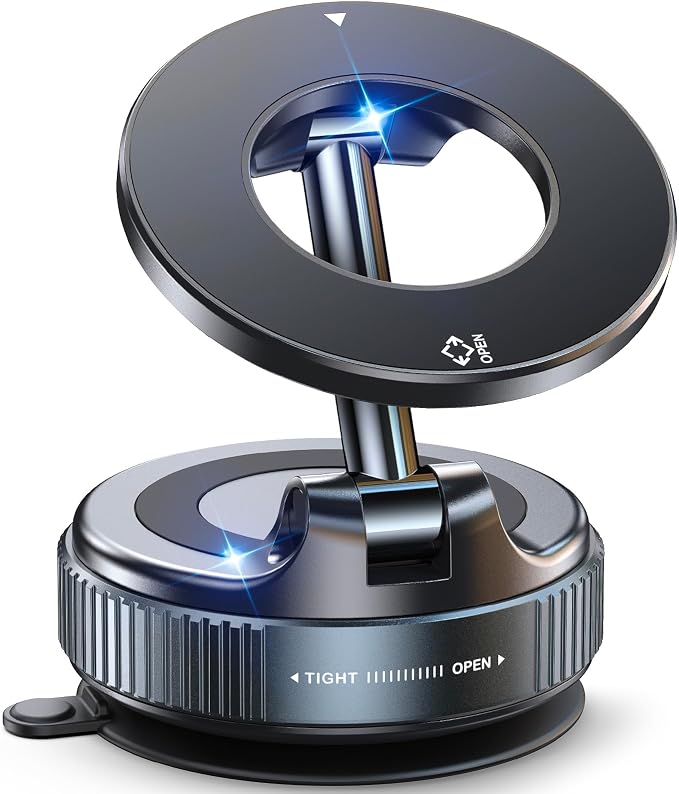 Jononser Magnetic Car Phone Holder for MagSafe, Nano-Gel Suction Cup Car Phone Mount for Car Dashboard & Windshield, Pocket-Size Foldable 360° Adjustable Car Mount for iPhone 17 16 15 14 13 12 Series by Unknown