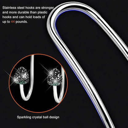 2 PCS Car Headrest Hooks Decorations, Bling Strawberry-Shaped Auto Backseat Hangers, Stainless Steel Purse Hook Diamond Seat Back Storage Holder for Most Cars Trucks SUVs (Black) - Image 5