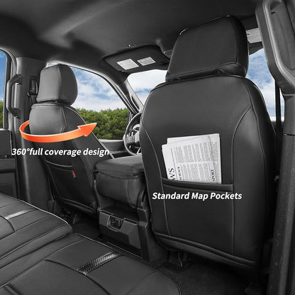 Custom Fit Seat Covers Full Set for Chevy Silverado & GMC Sierra 1500(2019-2026) and 2500HD/3500HD(2020-2026) CrewCab,No Rear Seat Storage,Waterproof Leather Truck Seat Protector(Wine Red) - Image 6