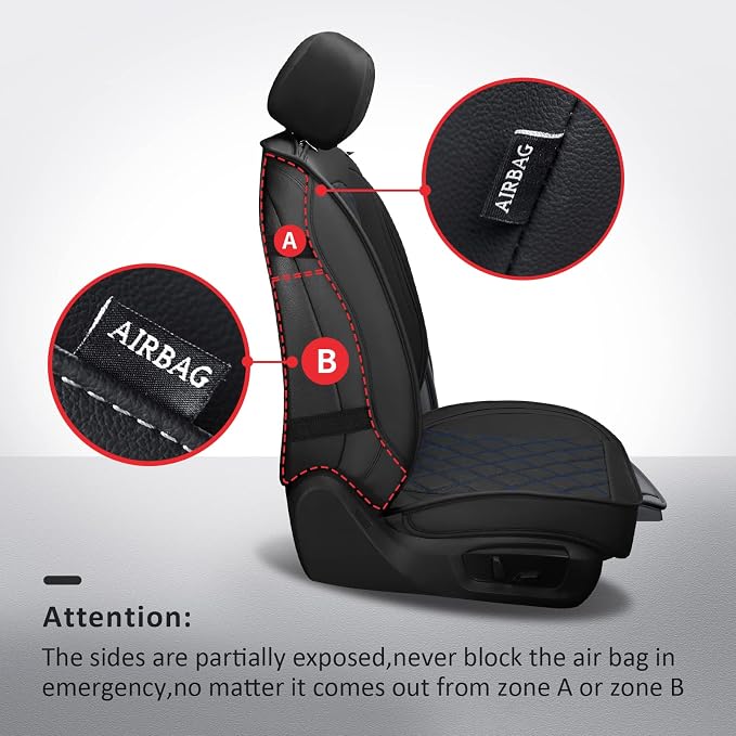 Dodge Ram Seat Covers Full Set for 2009-2026 Ram 1500/2500/3500,Blue | Leather Ram Seat Cover,Waterproof Truck Seat Covers,Blue Car Seat Cover,Heavy Duty Seat Covers With Split Flat Bench 40/60 - Image 2