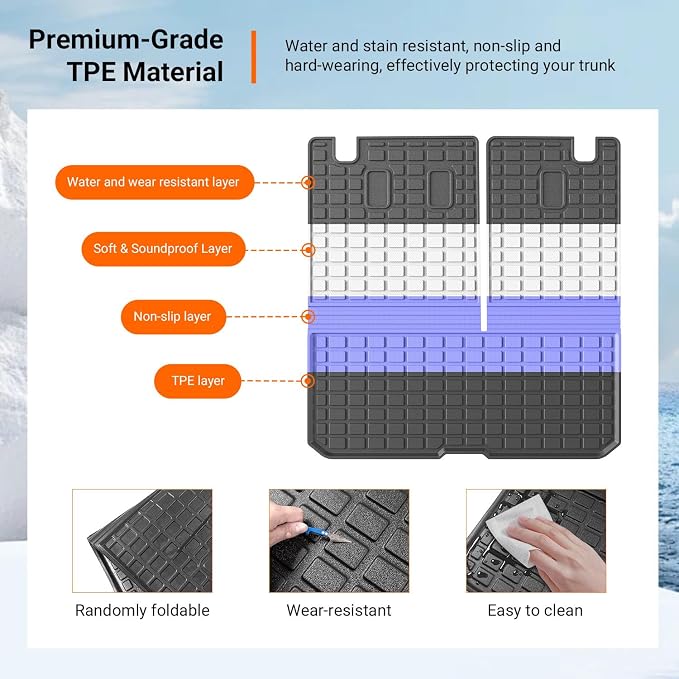 powoq Cargo Mat Trunk Mat Compatible with 2016-2026 Honda Pilot (No Elite) | TPE All Weather Protection , Durable Replacement for 2016-2026 Honda Pilot Accessories (Trunk Mat with Backrest Mat) - Image 5