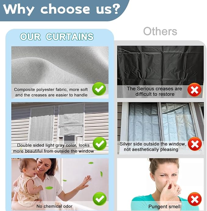 Linen 100% Blackout Curtain, Magnetic Window Cover, 59 x 78 in | Portable and Removable for Travel, No-Drill Magnetic and Hook-and-Loop Mounting, Cut to Fit Bedroom, Nursery, and RV Windows - Image 2