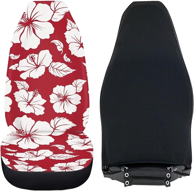 Tropical Hibiscus Flower Car Seat Covers Washable Seat Protector for Women Men White Floral Automotive Vehicle Seat Covers for Cars Interior for Cars, Sedans, Trucks, SUVs - Image 4
