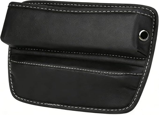 Car Seat Gap Organizer | PU Leather Seat-Side Storage Pocket with Cable Port | Fits Most Cars, SUVs and Trucks | Black by Unknown