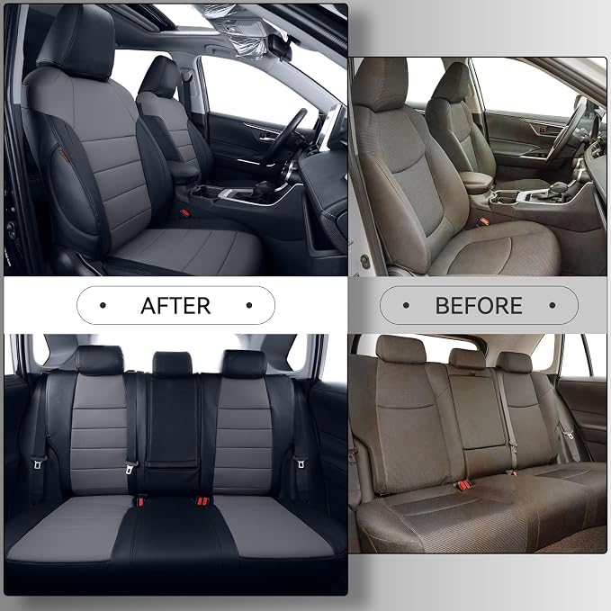 coverdream Corolla Leather Seat Covers Full Set for Toyota Corolla LE 2023 2024 2025 2026 Luxury Car Seat Covers,Fully Covered,Waterproof Car Seat Protector Cushion(Black/Gray) - Image 3