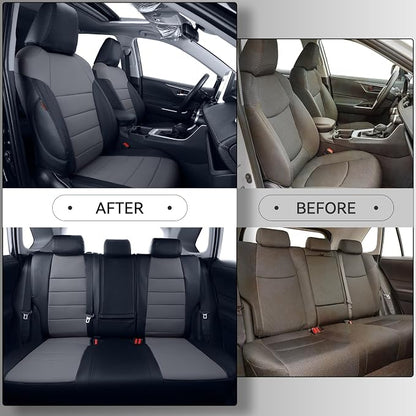 coverdream Corolla Leather Seat Covers Full Set for Toyota Corolla LE 2023 2024 2025 2026 Luxury Car Seat Covers,Fully Covered,Waterproof Car Seat Protector Cushion(Black/Gray) - Image 3