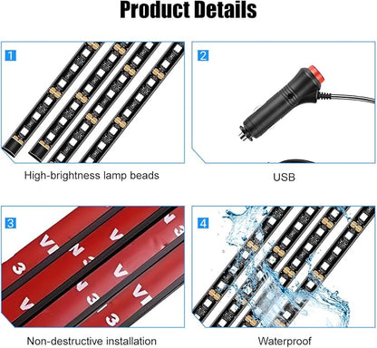 Car LED Strip Light, 12V 48 LED Vehicle Under Dash Neon Ambient Night Decor Lamp with Cigarette Lighter Plug, Automotive Interior Lighting Accessories, Universal for SUV Truck Sedan (Blue) - Image 4