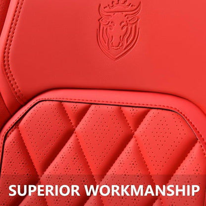 Coverado Car Seat Covers Full Set, 5 Seat Universal Seat Cover for Cars, Luxury Faux Leather Waterproof Seat Cover, Front and Back Car Seat Protector, Auto Seat Covers Fit for Most Vehicles, Red - Image 9