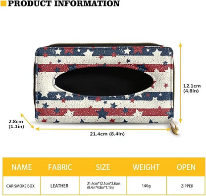 Biyejit 2 Pack Car Tissue Holder, USA Star Stripe Hanging Napkin Case, PU Leather Tissue Box for Car Sun Visor, Backseat for 4th of July Car Decor - Image 6