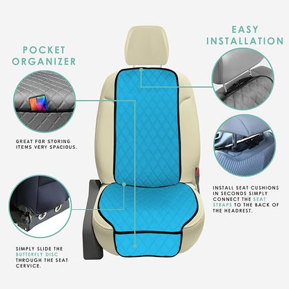 FH Group Car Seat Cushion – Neosupreme Single Front Seat Cover with Front Pockets, Airbag Compatible, Universal Fit Car Seat Cushion for Driver or Passenger Seat, SUV, Truck, Sedan & Van – Aqua - Image 2