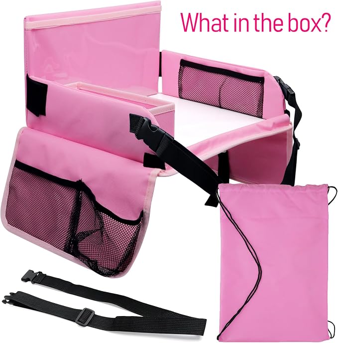 Car Seat Tray for Kids Travel, Carseat Tray for Toddler Road Trip Activities, Car Trays for Kids Road Trip Essentials, Travel Trays for Airplane, Toddler Car Seat Lap Table - Pink - Image 9