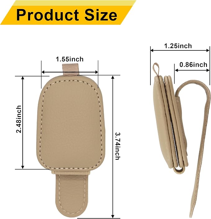 Yuoyar Magnetic Leather Sunglasses Holder for Car, 2 Packs (Beige) | Magnetic Car Visor Accessories - Image 7