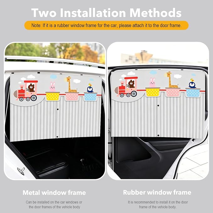 LEIWOOR 2-Pack Magnetic 2 Layers UV Protection Car Window Shades for Baby | Privacy full/half shade baby car window shades with curtain header breathable heat block back curtain for truck van sedan SUV - Image 6