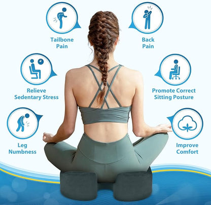BlissTrends Memory Foam Seat Cushion for Office Chair & Car Seat, DarkGreen | Ergonomic Tailbone & Sciatica Support with Removable Velvet Cover for Pressure Relief and Long Sitting Comfort, 3.3" Thick - Image 5