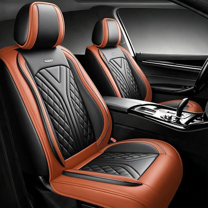 for GMC Acadia 2007-2026 Car Seat Covers, Full Set, Brown | Luxury Full Coverage Leather Seat Protectors, Waterproof Breathable, Airbag Compatible, All-Season, (5-Seat Models Only) by Unknown
