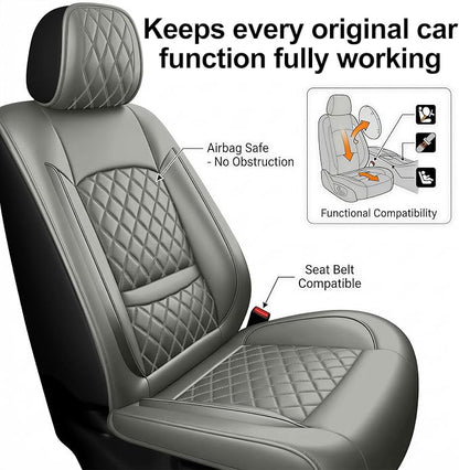 Fit Tundra Car Seat Covers Compatible with Toyota Tundra 2007-2025 2026 - Waterproof Breathable Leather Seat Cushions Protector,Airbag Compatible,Only 2 Front seat Covers(Gray) - Image 6